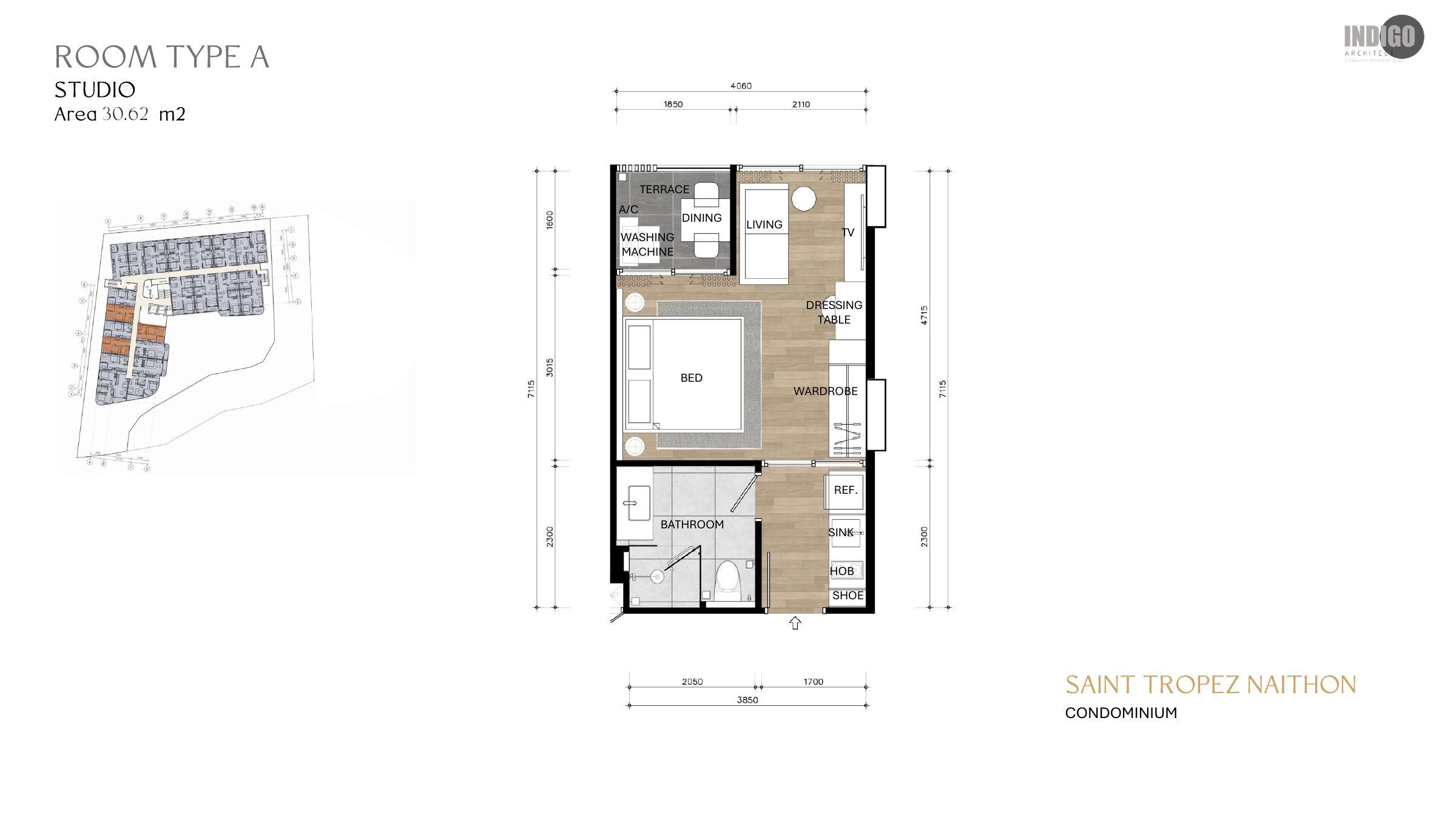 Планировка студии тип A